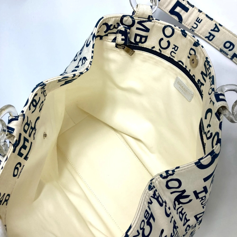 CHANEL White Canvas Logo Shoulder Bag - Picture 11 of 15